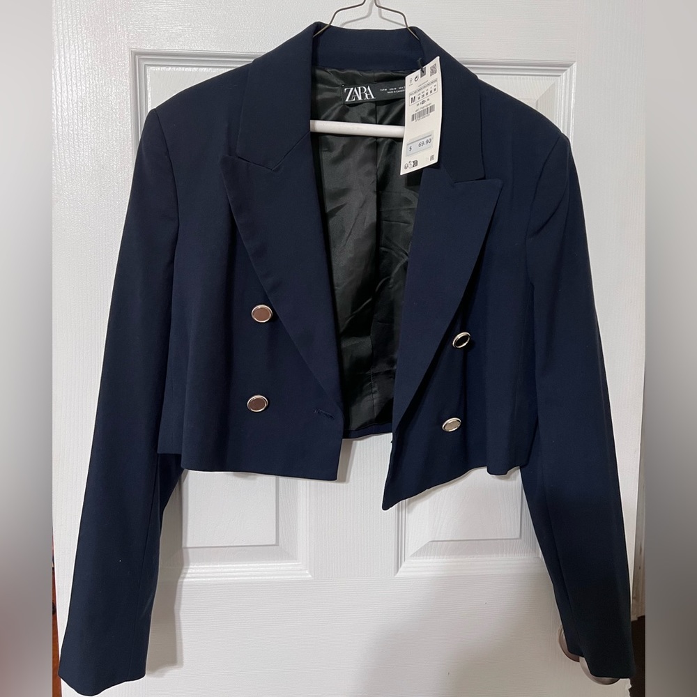 Zara blue cropped blazer